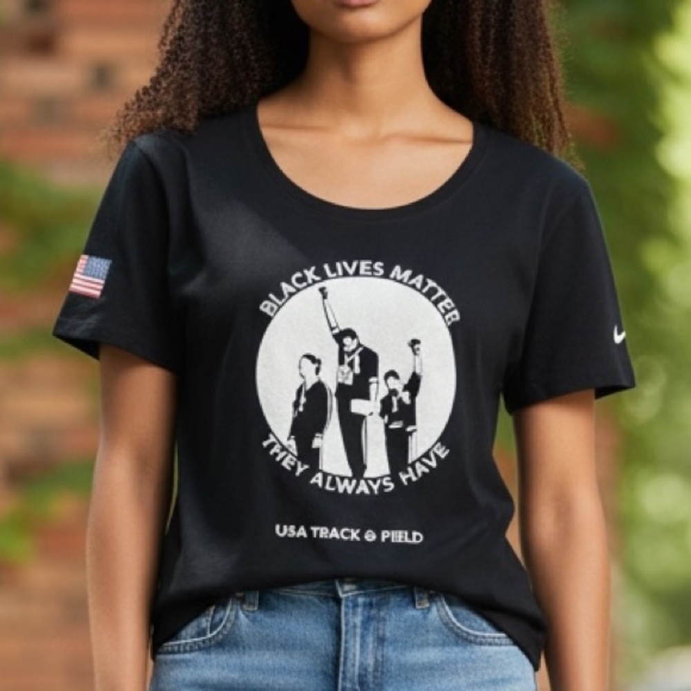 Nike OLYMPIC‎ Track & Field BLM T Shirt BLACK TRACK-TOWN